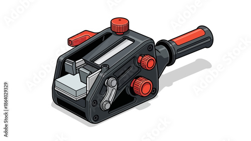 Specialized cutting tool for fiber optic cable work in vector illustration.