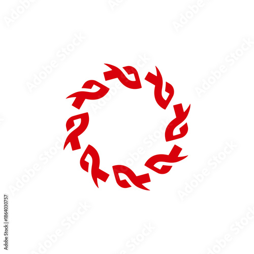 Red Awareness Ribbon Circle Logo Graphic Design Element