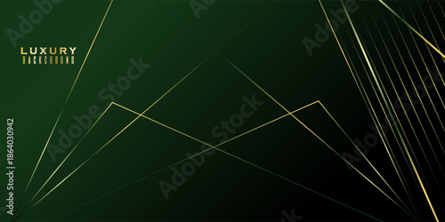 Green on dark shade with elegance golden line elements. Realistic luxury background . Modern trendy design
