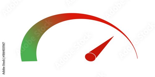 a gauge meter illustration with a gradient from green to red, showing a needle pointing to the high red zone on a white background
