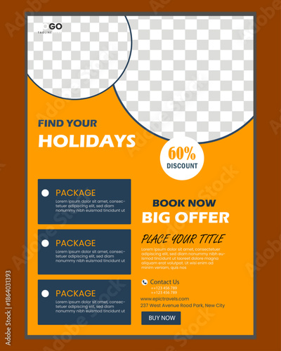 Creative travel and holiday social media post business flyer template.