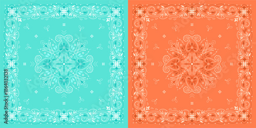 Indian Paisley Floral bandana. Turkish, Persian cucumber, buta. Ethnic kerchief, tapis, rug, blanket.	