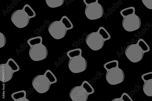 Monochromatic Kettlebell Seamless Pattern for Gym Fitness Apparel