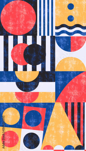 Abstract geometric patterns blending bold colors create vibrant visual experience