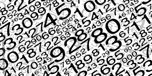 Falling colorful messy numbers. Math study concept with flying digits. Posh back to school mathematics banner on white background. Falling numbers vector illustration.