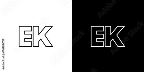 Letter E and K, EK logo design template. Minimal monogram initial based logotype.