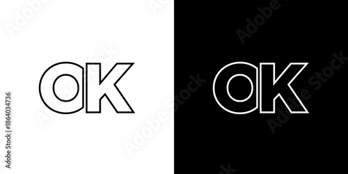 Letter O and K, OK logo design template. Minimal monogram initial based logotype.