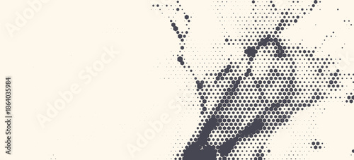 Abstract Vintage Halftone Hexagon Background. Abstract halftone background featuring hexagon and dot patterns with a vintage, distressed texture on a light beige surface.