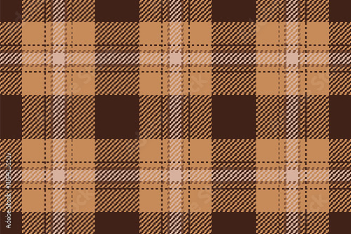 New year plaid background texture, advertisement tartan textile pattern. Trendy fabric seamless check vector in orange and dark colors.