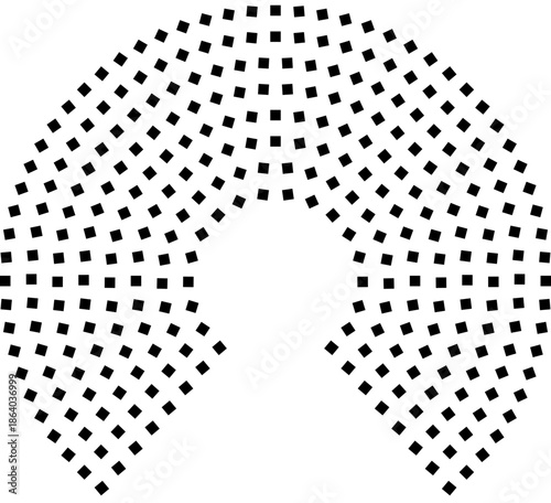 Hemicycle 300 seats - chamber 280 - degree donut chart 8 rows centered