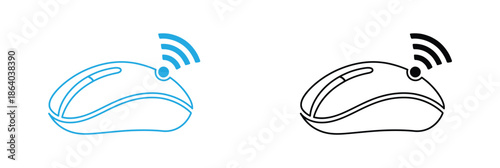 wireless computer mouse. Wireless computer mice in different colors and signal strength. Wireless computer mouse icon graphic design art. 