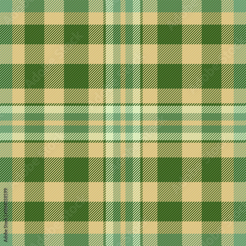 Poncho seamless vector background, marriage textile pattern tartan. Buffalo fabric texture plaid check in green and amber colors.