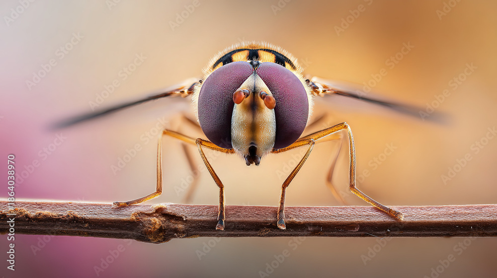 custom made wallpaper toronto digitalHoverfly Facing Camera On Thin Branch