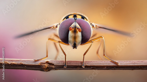 Wallpaper Mural Hoverfly Facing Camera On Thin Branch Torontodigital.ca