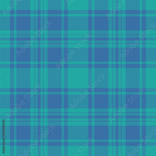 Fashion vector background tartan, 20s textile pattern plaid. Teenage texture fabric seamless check in teal and cyan colors.