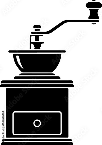Vintage coffee grinder silhouette vector illustration