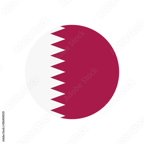 Qatar Flag Circle Icon Isolated on White Background. National Symbol. Vector Illustration