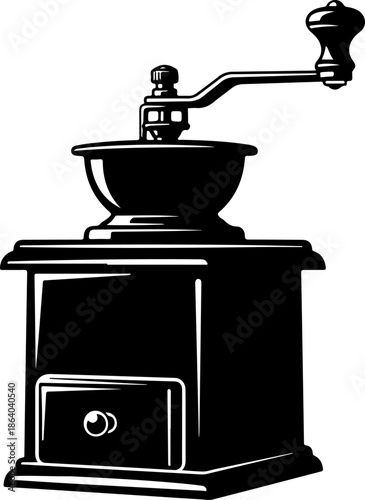 Vintage coffee grinder silhouette vector illustration