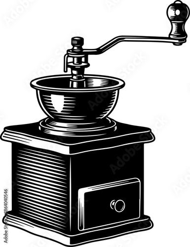 Vintage coffee grinder silhouette vector illustration