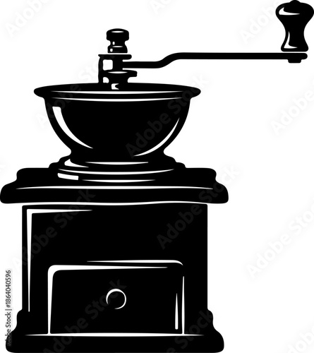 Vintage coffee grinder silhouette vector illustration