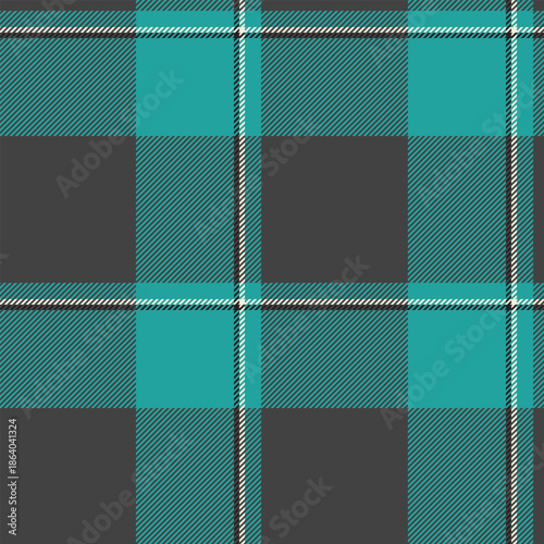 Spring vector background seamless, fit fabric textile plaid. Cutout texture check pattern tartan in grey and teal colors.
