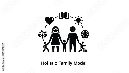 A visual representation of a holistic family model encompassing education love growth and well being for all