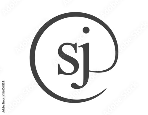 SJ logo from two letter with circle shape email sign style. S and J round logotype of business company