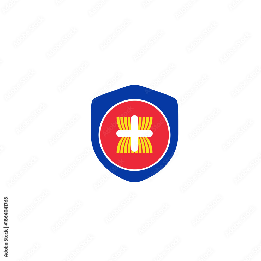 Obraz premium Asean Flag Shield Plus In Icon
