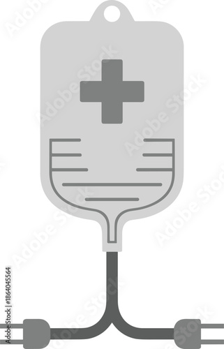 Medical IV fluid bag icon featuring a saline drip bag with a medical cross and infusion tubes.
