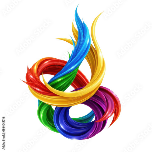 Vibrant swirl of colors isolated on transparent background