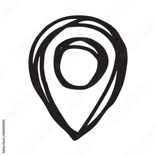 Hand drawn map pin Map marker pointer sign GPS and mapping tools Location pin symbol Pinpoint clipart in doodle style Single element for web, design