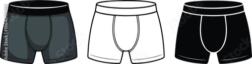 Boxer briefs silhouette & Outline and illustration set isolated on transparent background