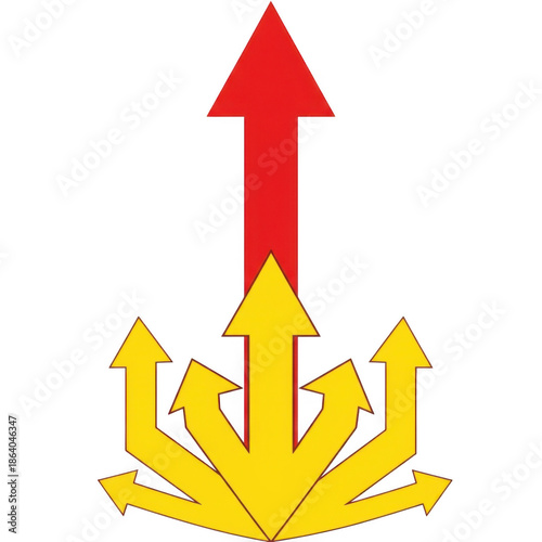 Red and yellow arrows symbol isolated on transparent background