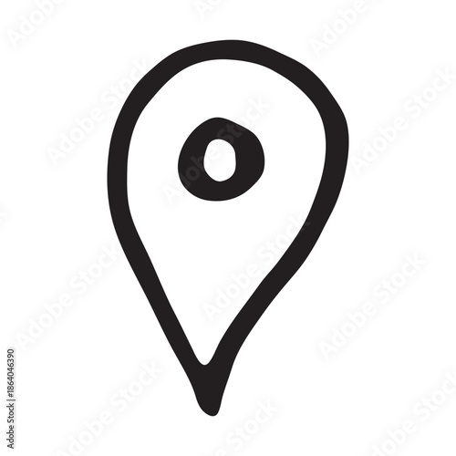 Hand drawn map pin Map marker pointer sign GPS and mapping tools Location pin symbol Pinpoint clipart in doodle style Single element for web, design