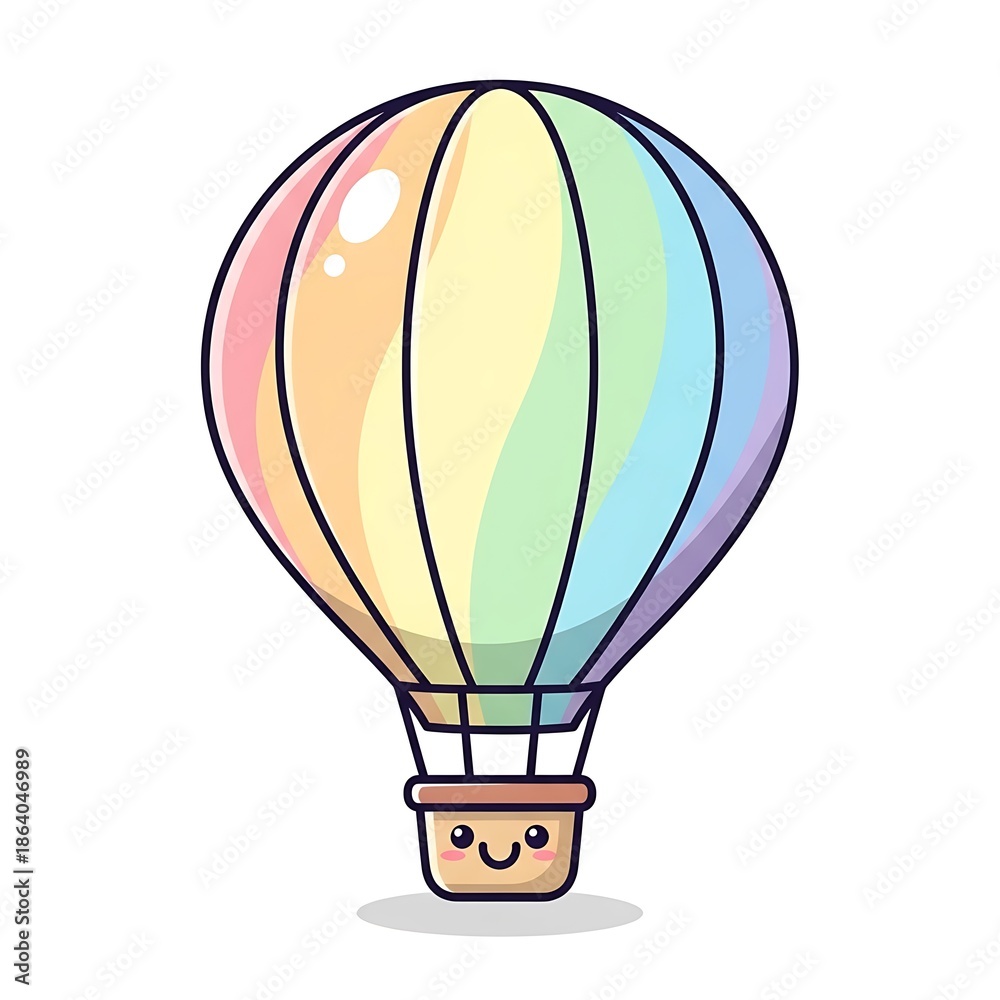 Fototapeta premium Colorful cartoon hot air balloon smiling.