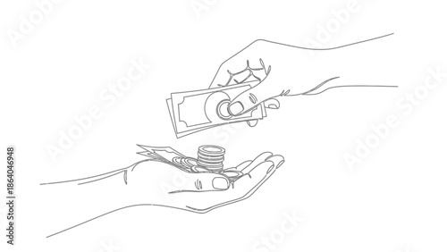 Hands exchanging money a symbolic representation of financial transactions and economic activity.