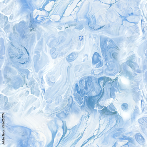 Seamless pattern of abstract blue painting. Art creative hand painted background, marble texture, abstract ocean, acrylic painting.