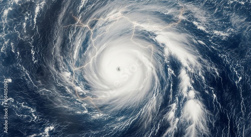 Swirling Hurricane Eye Viewed from Space