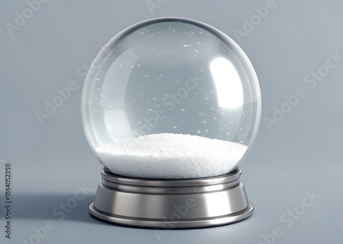 3d classic empty glass snow globe with silver base