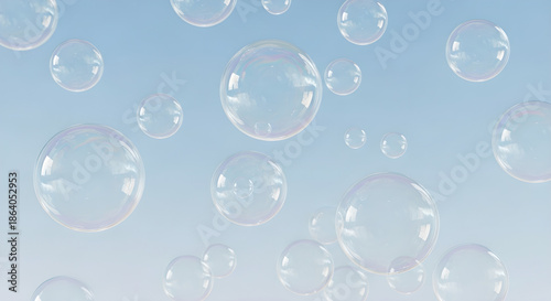Floating Bubbles Blue Sky Transparent Background Copy Space
