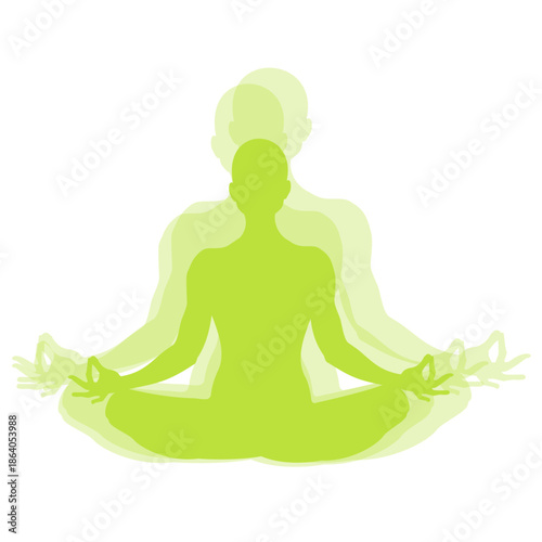 Green Meditating Yoga Silhouette with Spirit Aura Effect