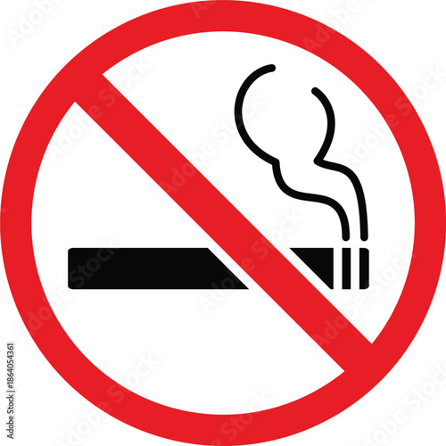 Classic bold red prohibition symbol icon vector, a clear graphic element universally representing restriction, no entry, stop, warning, or access denied, perfect for safety and digital interfaces.