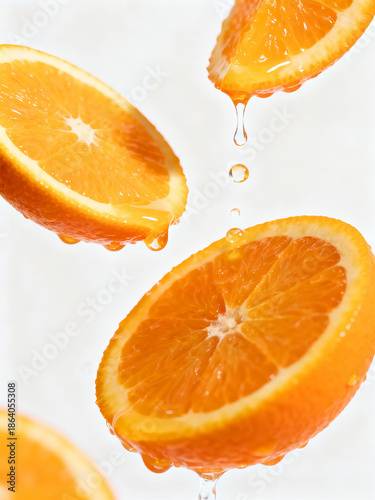 Floating Orange Slices with Juice Drops
