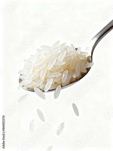 Realistic Rice Grains Suspended in Mid Air