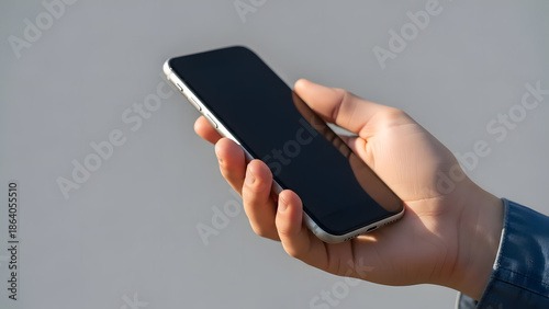 Hand Holding Smartphone Minimal Background