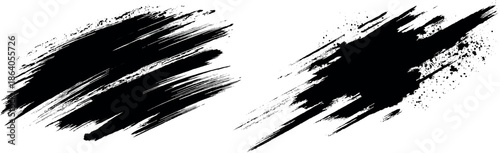 set of silhouettes of grunge brush strokes  vector silhouette made by hand drawn ink scattered old stains.