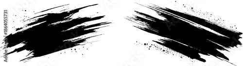 set of silhouettes of grunge brush strokes  vector silhouette made by hand drawn ink scattered old stains.