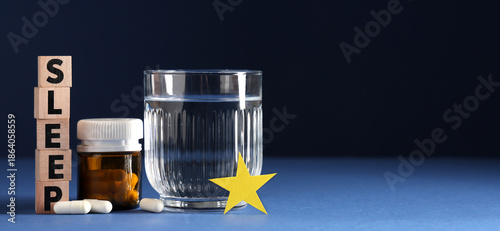 Melatonin pills with glass ...