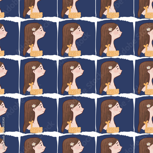 seamless pattern cute faces