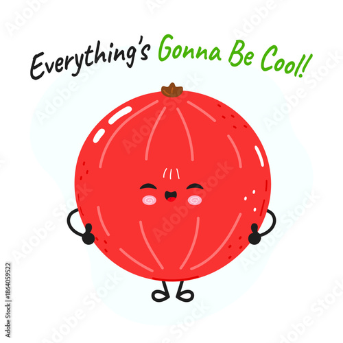 Cute red currant cartoon character with positivity message
